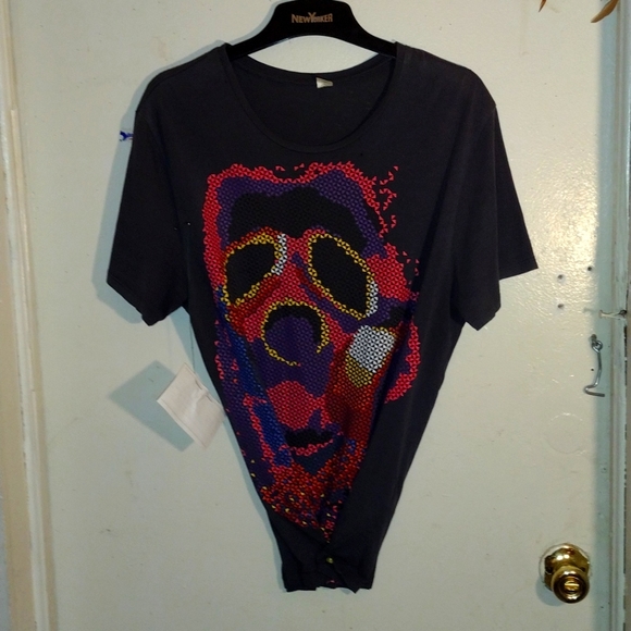 Gas Mask or Skull Face Image- Tee Shirt Size Men's Large-Done by H&M Divided Blu - Picture 4 of 5